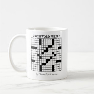 Funny Personalized Black White Crossword Puzzle Coffee Mug
