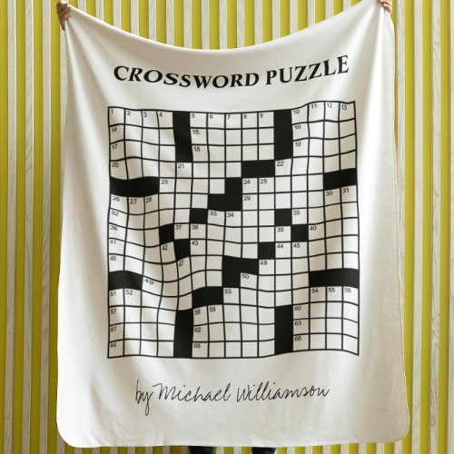 Funny Personalized Black White Crossword Puzzle Fleece Blanket