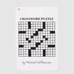 Funny Personalized Black White Crossword Puzzle Golf Towel