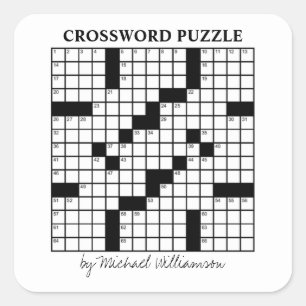 Funny Personalized Black White Crossword Puzzle Square Sticker