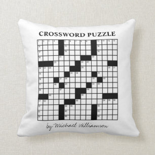 Funny Personalized Black White Crossword Puzzle Throw Pillow
