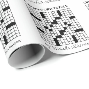 Funny Personalized Black White Crossword Puzzle Wrapping Paper