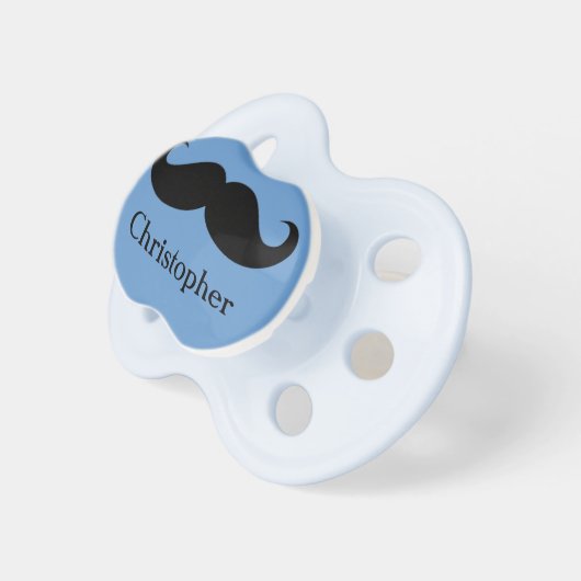Funny Personalized Blue Mustache Pacifier (Front Right)
