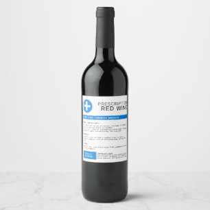Funny Personalized Blue Prescription Wine Label
