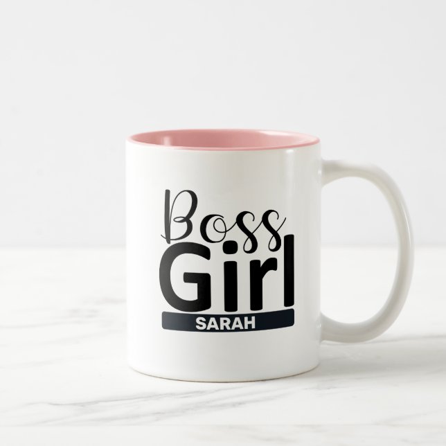 Funny Personalized Boss Girl Gift Two-Tone Coffee Mug (Right)