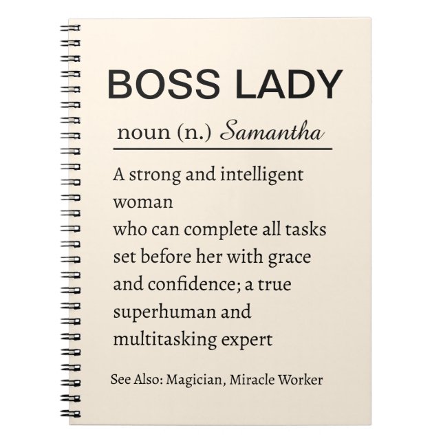 Funny Personalized Boss Lady Definition Notebook (Front)
