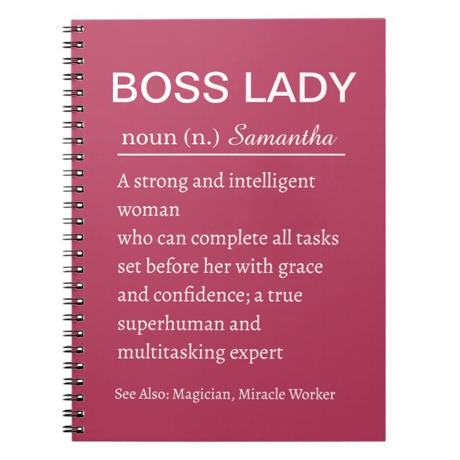 Funny Personalized Boss Lady Definition Notebook (Front)
