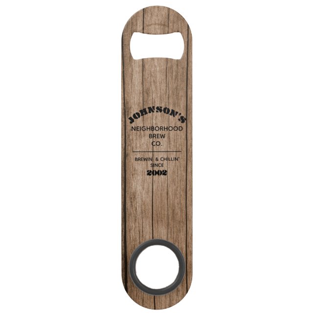 Funny personalized brewery custom name template bar key (Front)