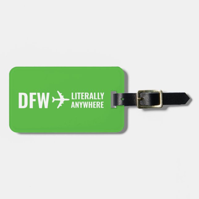 Funny Personalized Bright Green Travel Lover Luggage Tag (Front Horizontal)