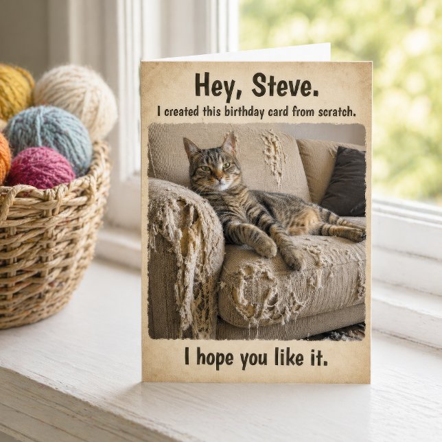 Funny Personalized Cat Couch Birthday Card (Creator Uploaded)
