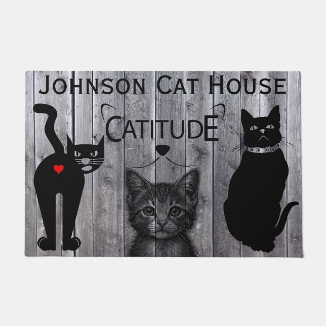 Funny Personalized Catitude  Doormat (Front)