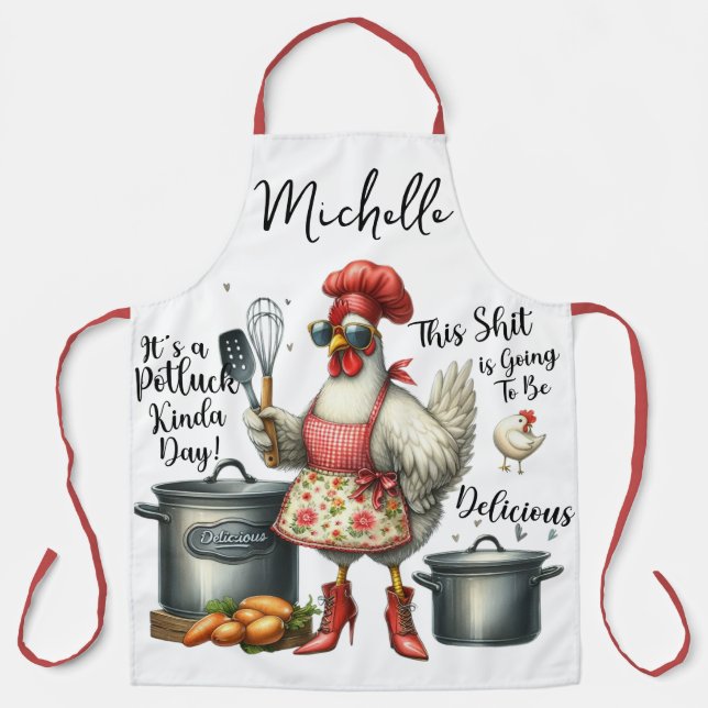 Funny Personalized Chicken Saying Apron (Front)