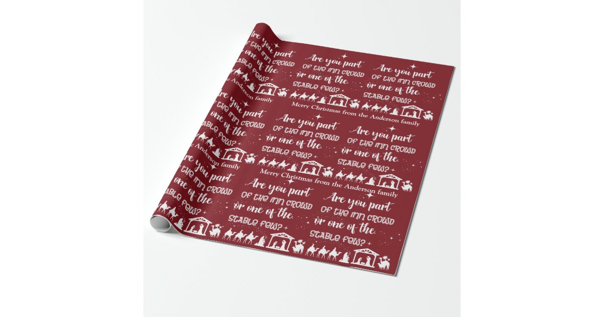 Funny Personalized Christian Christmas Nativity Wrapping Paper | Zazzle