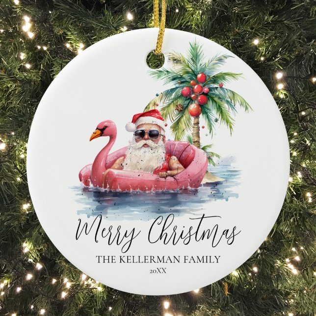 Funny Personalized Christmas Ceramic Ornament (Funny Beach Christmas Ceramic Ornament )