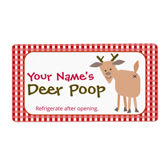 Funny Personalized Christmas Gift Reindeer Poop Label (Front)