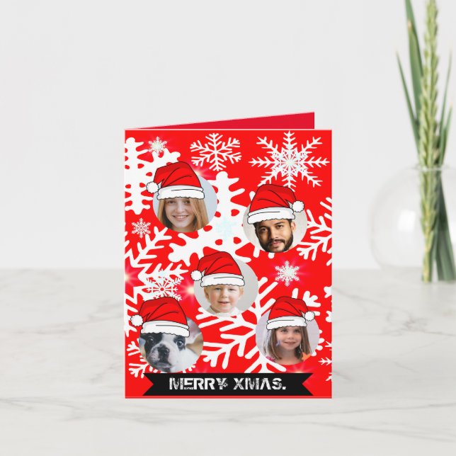 Funny personalized Christmas hats face in hole Invitation (Front)