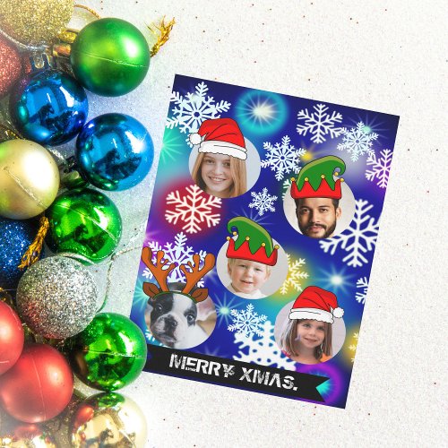 Funny personalized Christmas hats photo in hole Invitation
