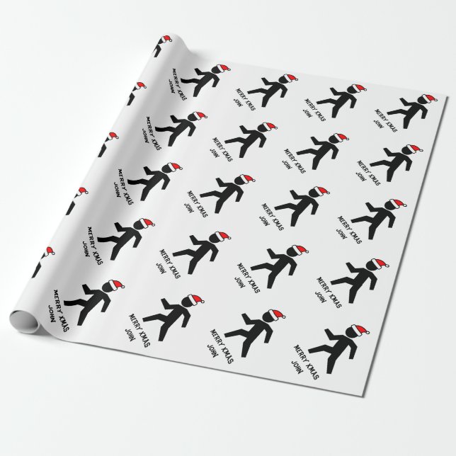 Funny personalized Christmas wrapping paper (Unrolled)