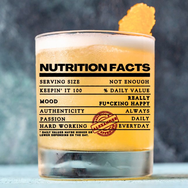  Funny Personalized Classic Typography Label Whiskey Glass (Creator Uploaded)