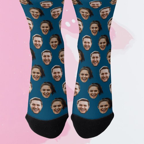 Funny Personalized Couple Face 2 Photos  Socks