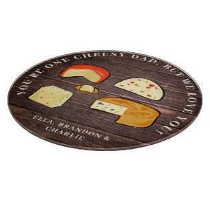 Funny Personalized Dad Cheese Pun Rustic Cutting Board