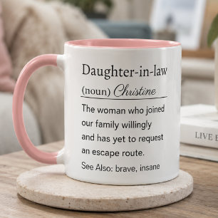 Funny Personalized Daughter in Law Definition Pink Mug