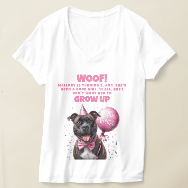 Funny Personalized Dog Birthday Mom T-Shirt (Laydown)