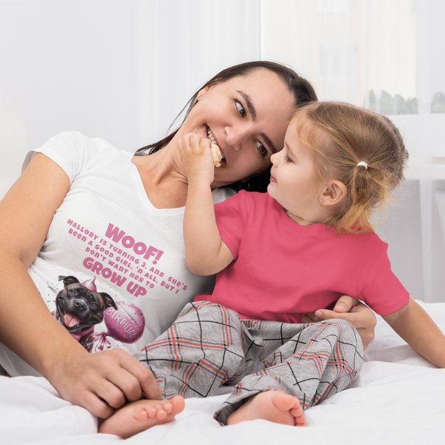 Funny Personalized Dog Birthday Mom T-Shirt (funny personalized dog boxer happy birthday balloon party hat confetti cute quote)