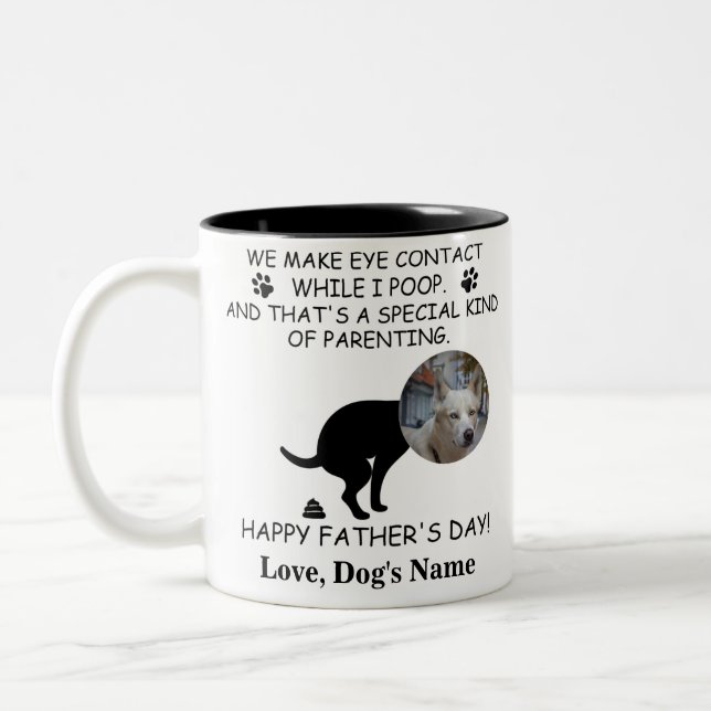 Funny Personalized Dog Dad, Dog Poop Father's day Two-Tone Coffee Mug (Left)