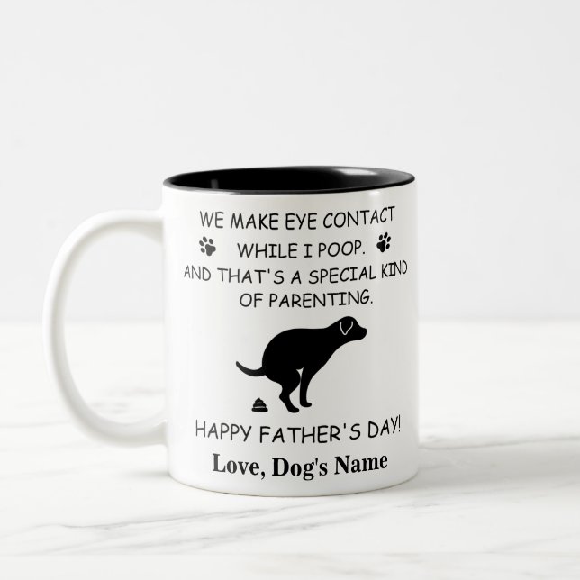 Funny Personalized Dog Dad, Dog Poop Father's day Two-Tone Coffee Mug (Left)