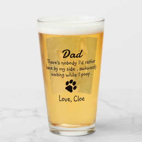 Funny Personalized Dog Dad Glass