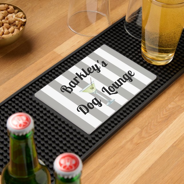 Funny Personalized Dog Lounge Neutral Stripes Bar Mat (Insitu (Bar 2))