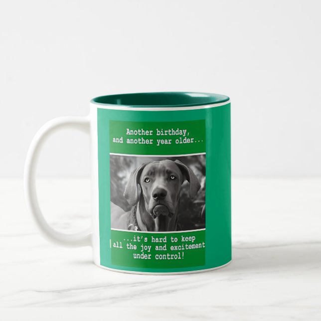 Funny Personalized Dog Photo Birthday    Two-Tone Coffee Mug (Left)