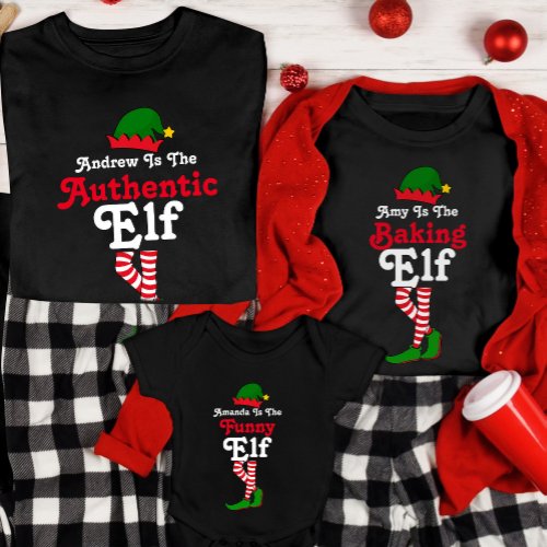 Funny Personalized Elf Squad Matching Christmas T_Shirt