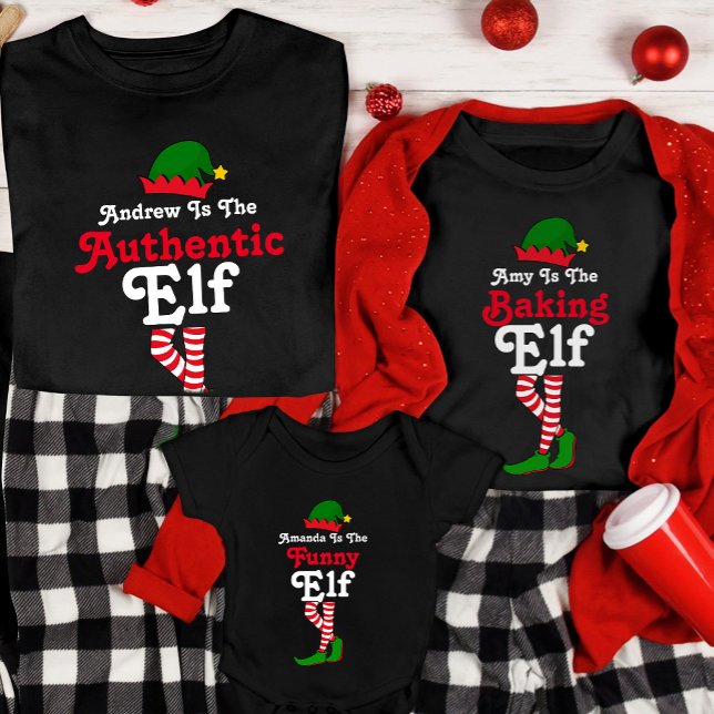Funny Personalized Elf Squad Matching Christmas T-Shirt (Creator Uploaded)