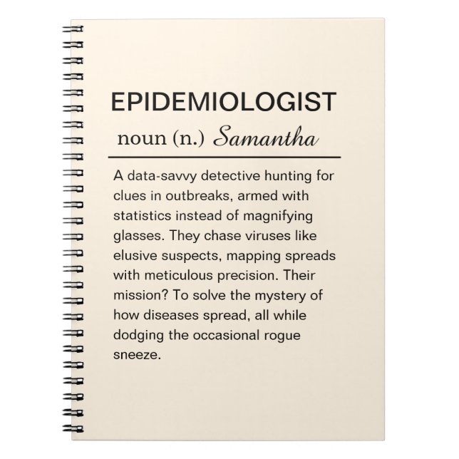 Funny Personalized Epidemiologist Definition Notebook (Front)