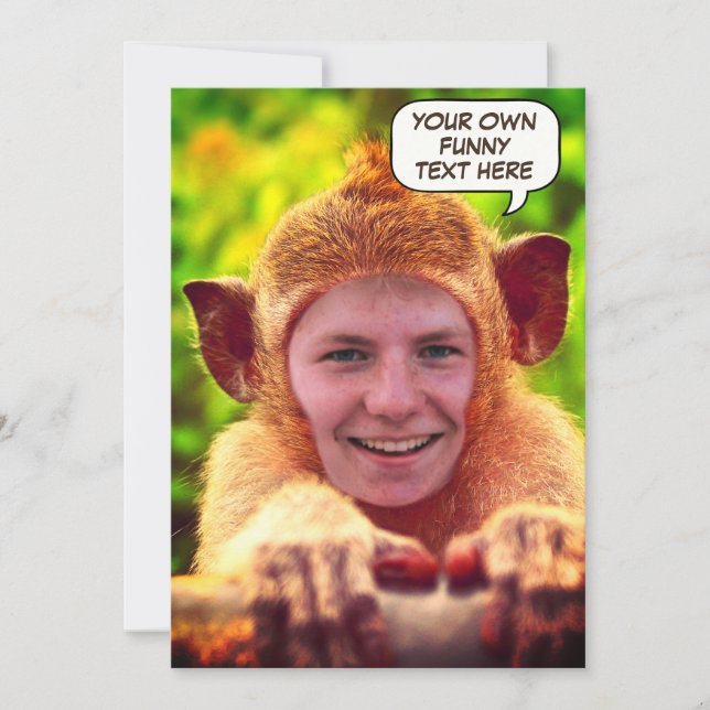 Funny personalized face in the hole monkey invitation (Front)