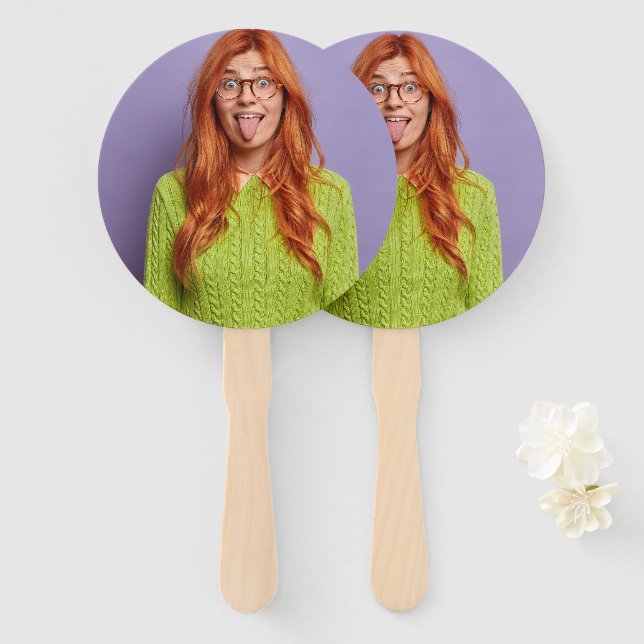 Funny Personalized Face On A Stick Custom Photo Hand Fan (Front and Back)