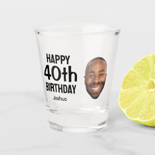 Funny Personalized Face Photo Men 40th Birthday Shot Glass