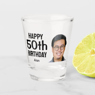 Funny Personalized Face Photo Men 50th Birthday Shot Glass