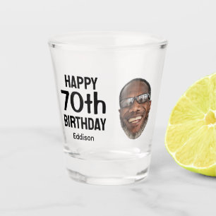 Funny Personalized Face Photo Men 70th Birthday Shot Glass