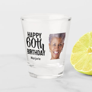 Funny Personalized Face Photo Women 60th Birthday Shot Glass