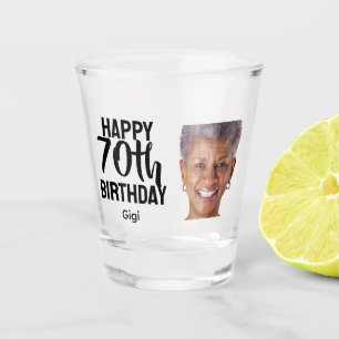 Funny Personalized Face Photo Women 70th Birthday Shot Glass