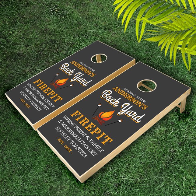 Funny Personalized Family Fire Pit Custom  Cornhole Set (Creator Uploaded)