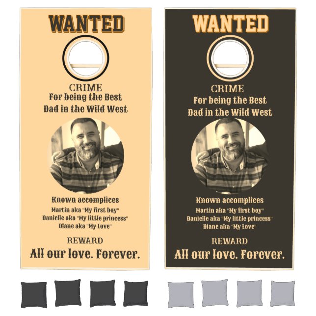 Funny Personalized Father's Day Wanted Poster Cornhole Set (Set)