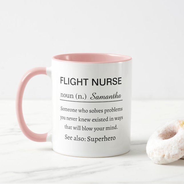 Funny Personalized Flight Nurse Definition Mug (With Donut)