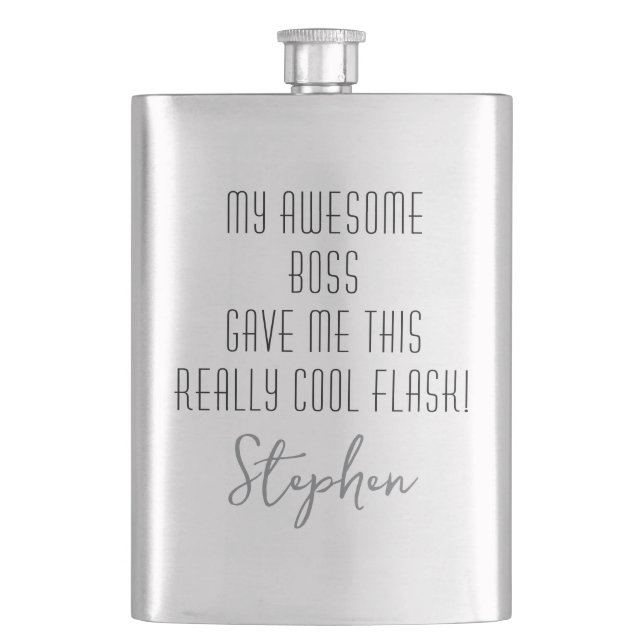 Funny Personalized from Boss Cool Modern Flask (Front)