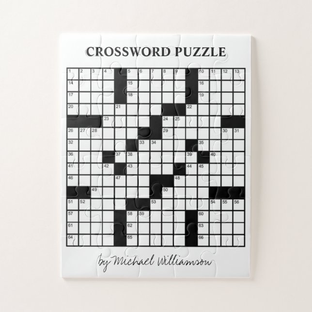 Funny Personalized Game Black and White Crossword Jigsaw Puzzle (Vertical)
