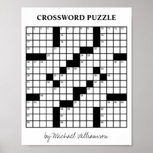 Funny Personalized Game Black and White Crossword Poster