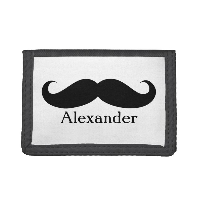 Funny Personalized Gentleman's Mustache Tri-fold Wallet (Front)